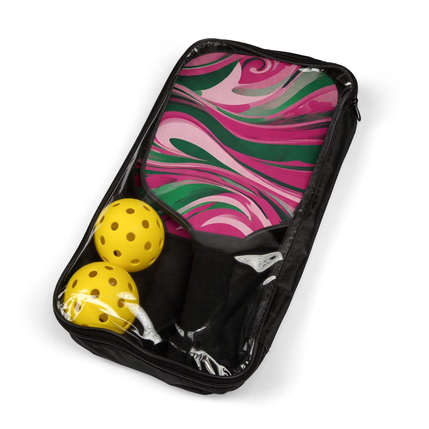 Abstract Pink and Green Pickleball Kit