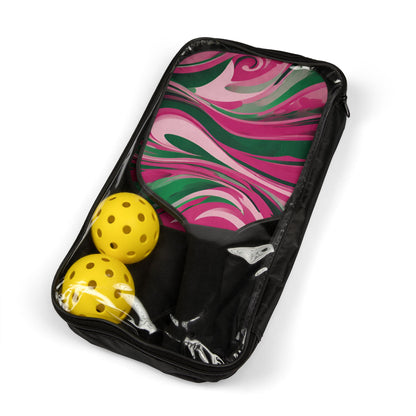 Abstract Pink and Green Pickleball Kit