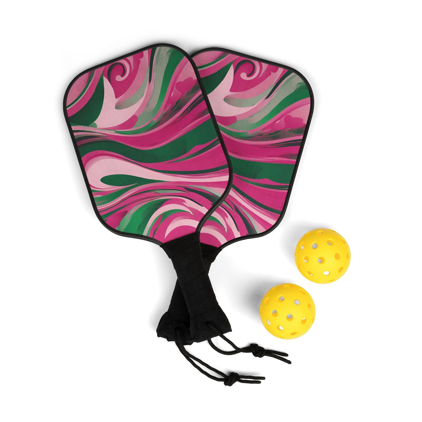 Abstract Pink and Green Pickleball Kit