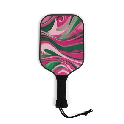 Abstract Pink and Green Pickleball Kit